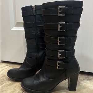 Harley Davidson Chillion Black Leather Buckle Boots